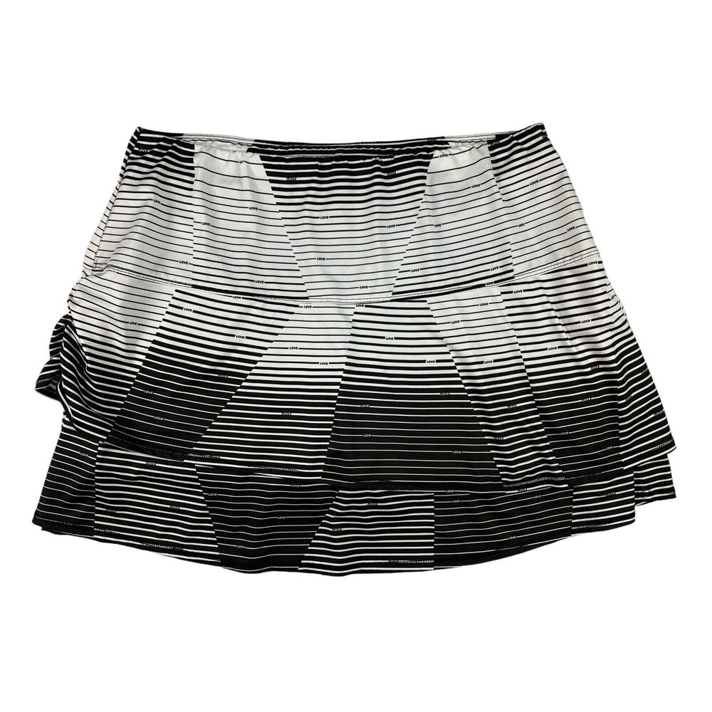 Lucky In Love Black & White Abstract Stripe Love Print Athletic Skort Size XL